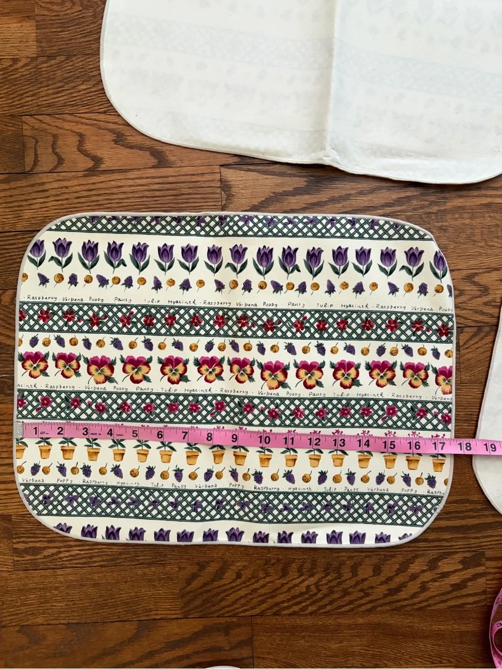 Vintage Fabric Floral Placemats Kitchen Decor Poppy Tulip Verbena